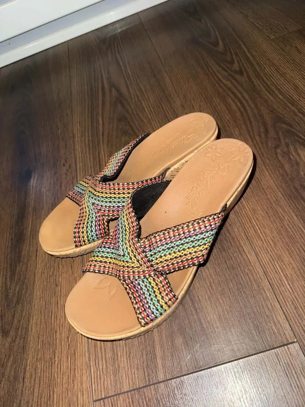 Skechers Cali Beverlee Rainbow Woven Wedge Sandals Size 9